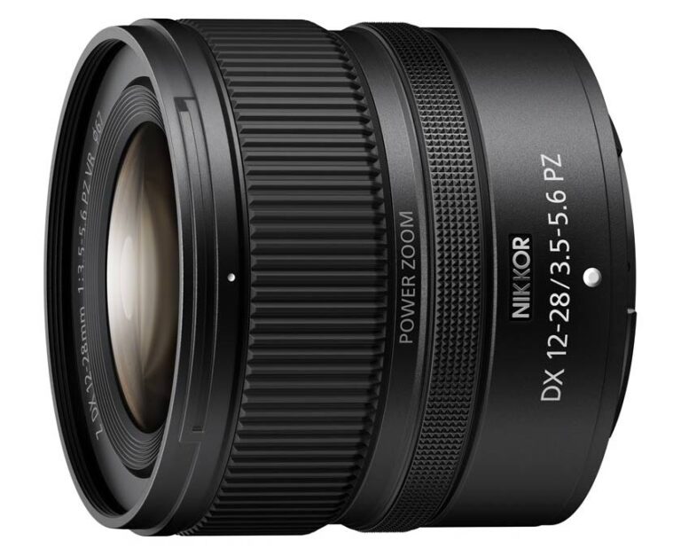 The Nikon NIKKOR Z DX 1228mm f/3.55.6 PZ VR lens with builtin power
