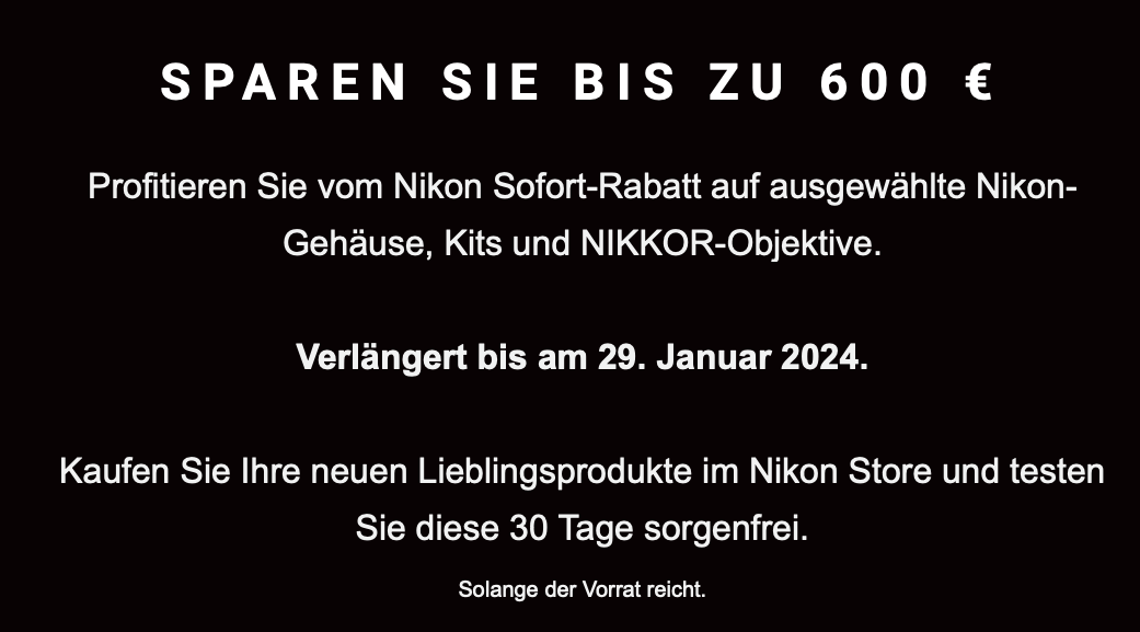 New Nikon USA rebates starting on Monday, European cashback extended