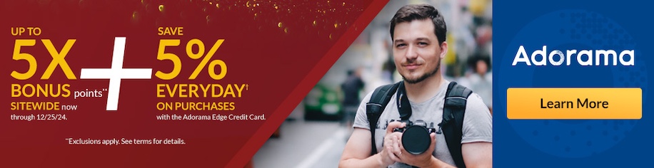 Adorama is offering up to 5X bonus points on all purchases through 12 ...