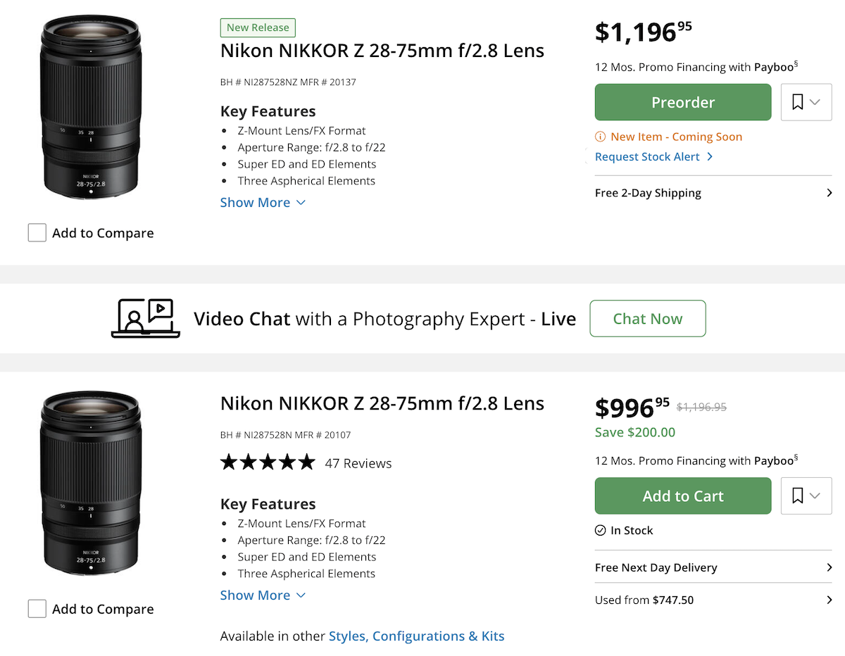 A new version of the Nikon NIKKOR Z 28-75mm f/2.8 lens coming soon