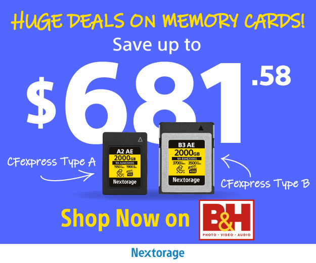 Nextorage memory card special deals at B&H Photo: up to $681 off